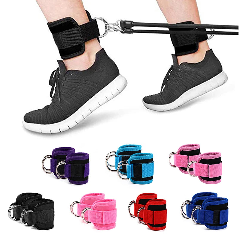2PCS Ankle Straps Cable Double D-Ring Ankle Cuffs for Gym Workouts Glutes Legs Strength Extensions Training Brace Support Sport