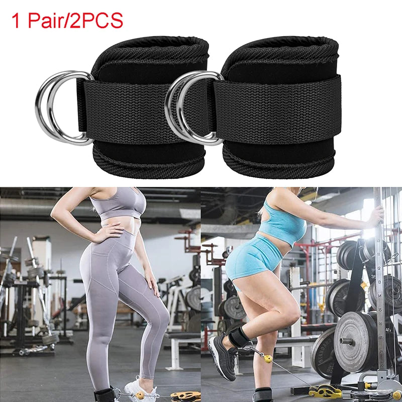 2PCS Ankle Straps Cable Double D-Ring Ankle Cuffs for Gym Workouts Glutes Legs Strength Extensions Training Brace Support Sport
