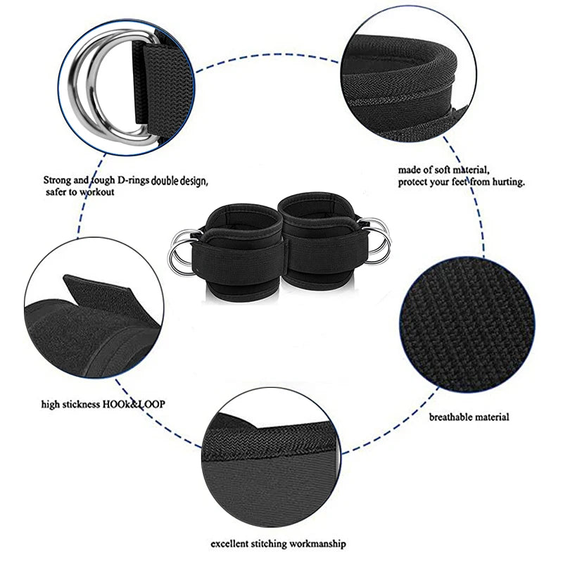 2PCS Ankle Straps Cable Double D-Ring Ankle Cuffs for Gym Workouts Glutes Legs Strength Extensions Training Brace Support Sport