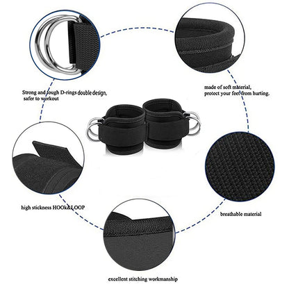 2PCS Ankle Straps Cable Double D-Ring Ankle Cuffs for Gym Workouts Glutes Legs Strength Extensions Training Brace Support Sport